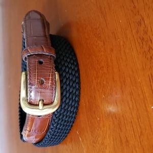 Brighton Black Braided Belt with Leather Ends